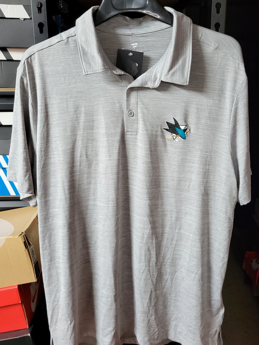 *NEW* Fanatics San Jose Sharks Gray Heather Polo Shirt Men’s Large with Tags